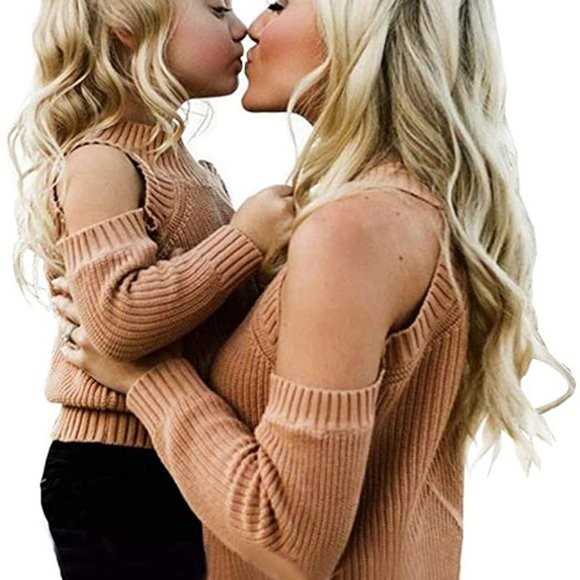 Mommy and Me Matching Orange Sweaters - Picture 5 of 5